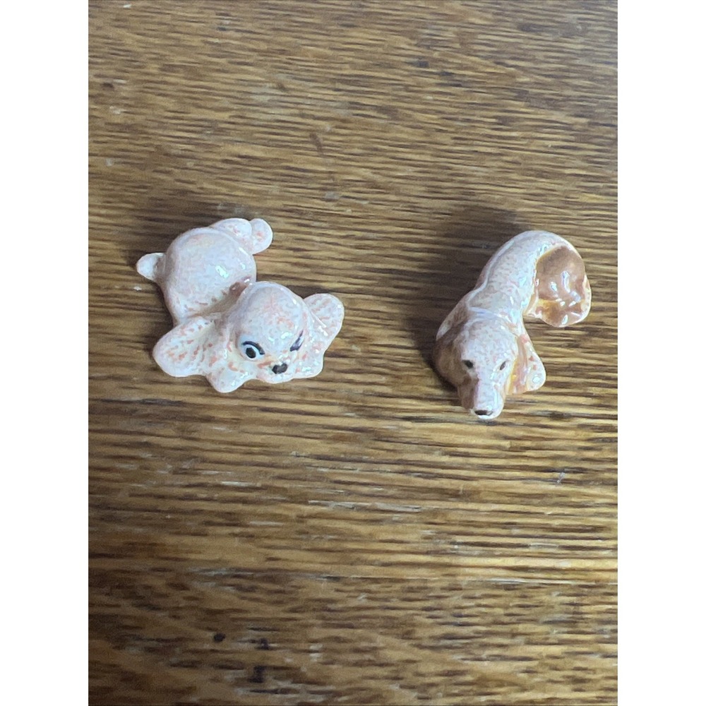 Vintage Ceramic Dog Figurines Set of 2 Miniature Animal Collectibles Japan